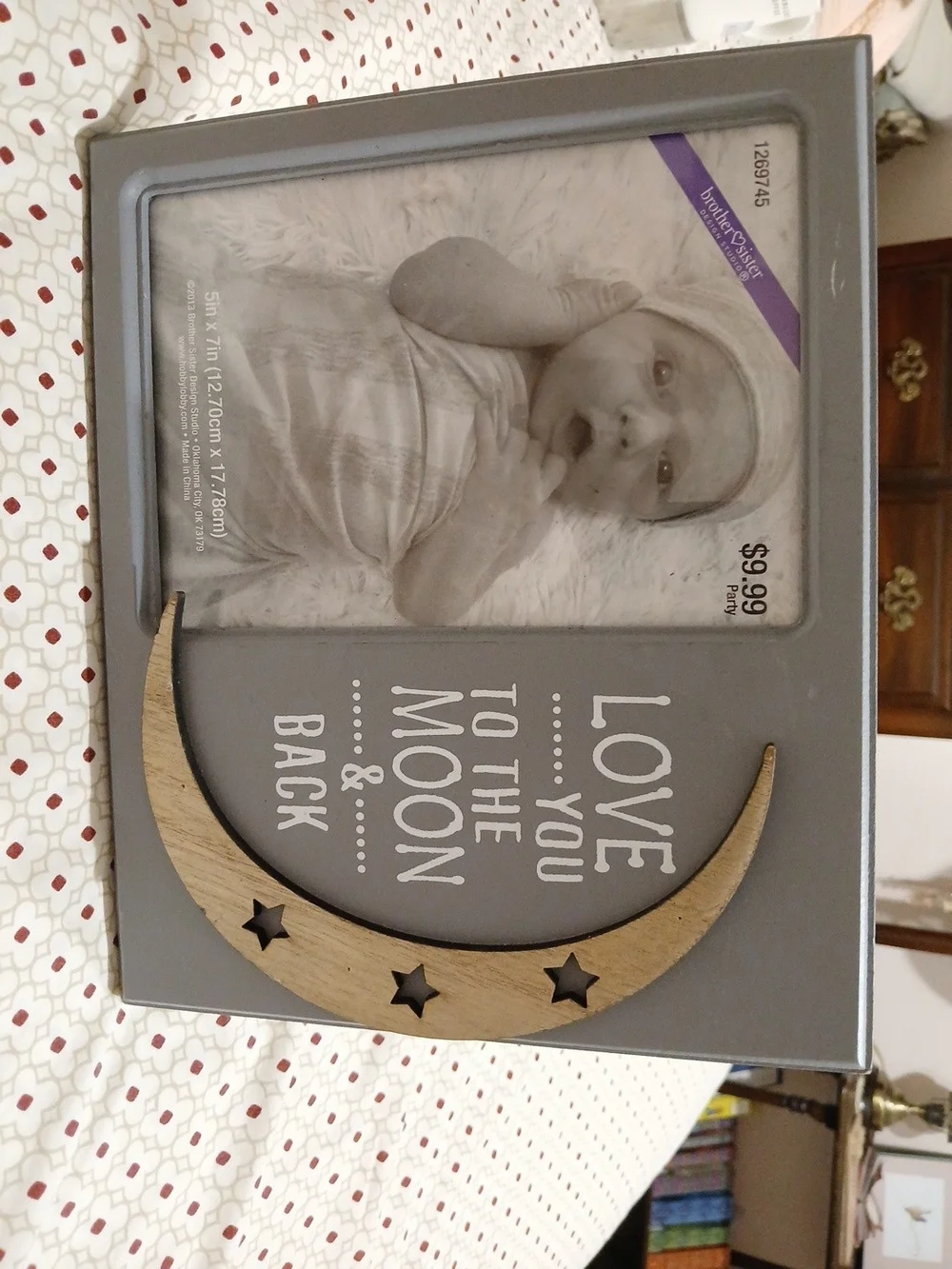 Love You to the Moon & Back Gray and Wood Picture Frame